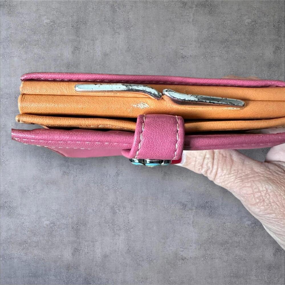 Brighton Pink Leather Floral-Button Wallet - Picture 5 of 5